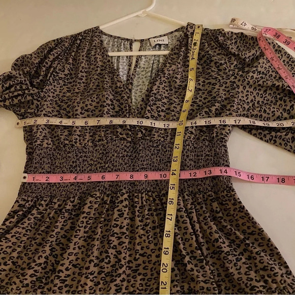 LINI Long Dress Womens Size Large Leopard Cora VNeck Tiered Print Long Sleeve - Picture 15 of 16